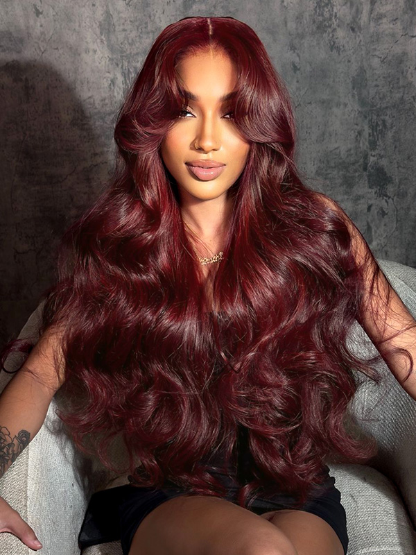 Foil Highlight Blunt Cut Bob Wig Custom Colored Wigs With Dark Roots