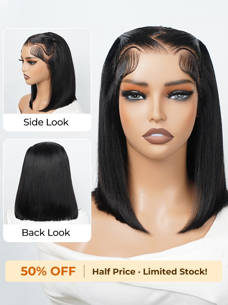 Short Bob Straight Pre-Styled 13x4 Ready to Go Lace Front Wig
