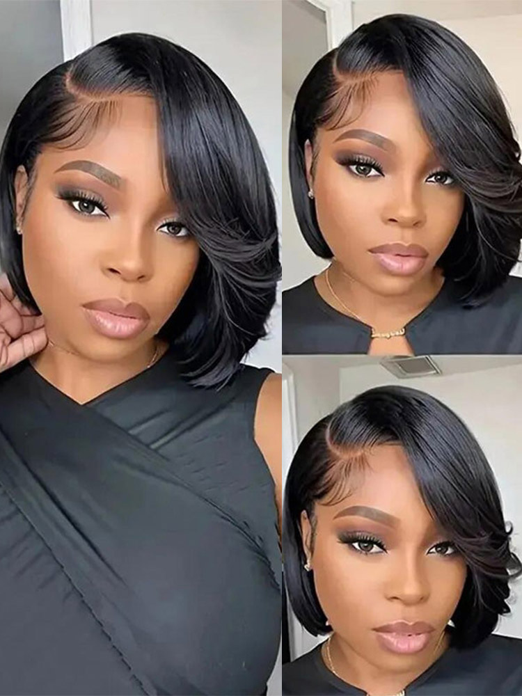 Butterfly Layered Cut Short Bob Wig 7*5 Lace Closure Wig - Image 5