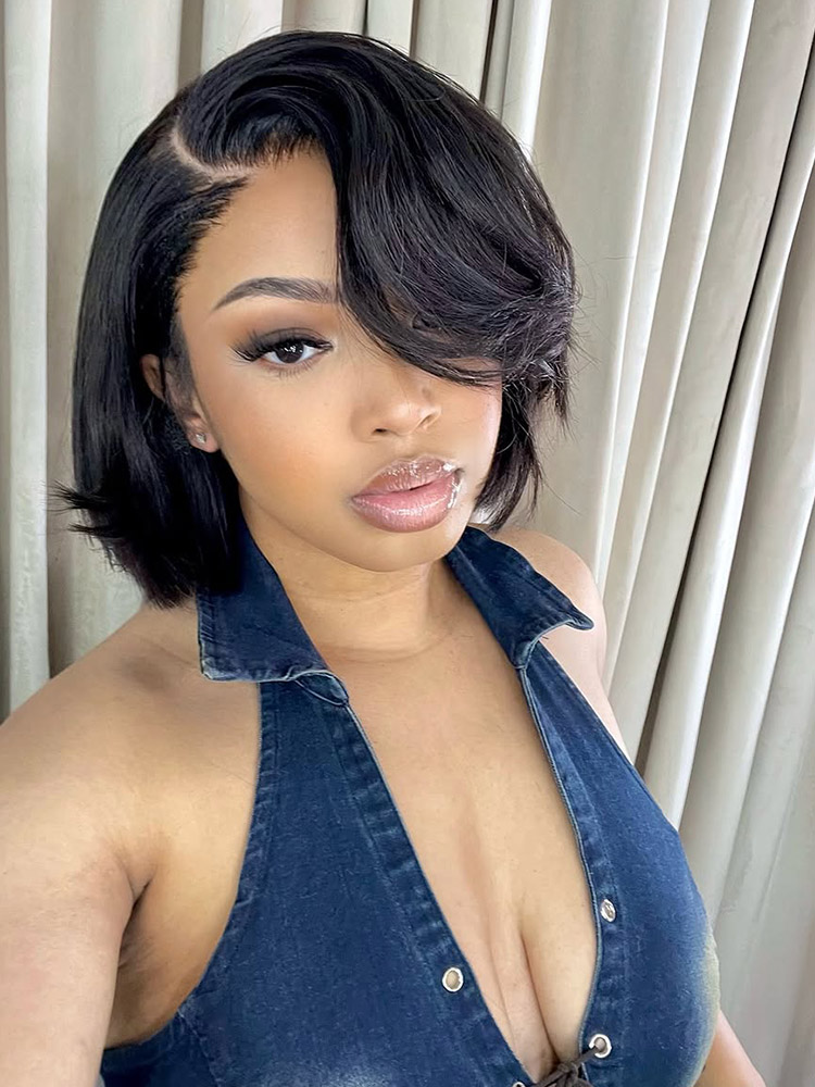 Butterfly Layered Cut Short Bob Wig 7*5 Lace Closure Wig - Image 6