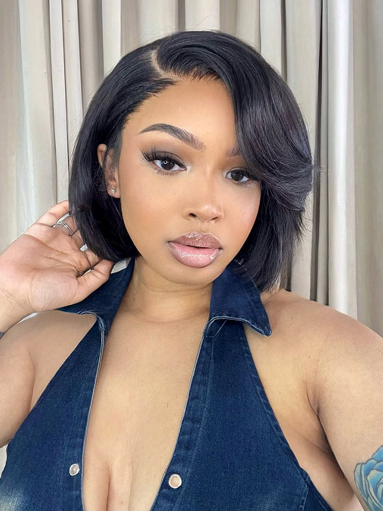 Butterfly Layered Cut Short Bob Wig 7*5 Lace Closure Wig - Image 7