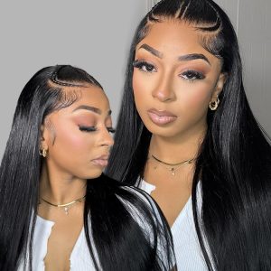 Glueless Pre Braided Wig Silky Straight Hair 13x4 PreMax 3D Cap Wig With Mini Knots