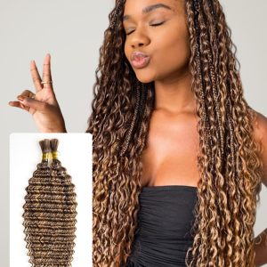 Deep Wave 4/27 Color Hair Bulk Human Braiding Hair No Weft 100g