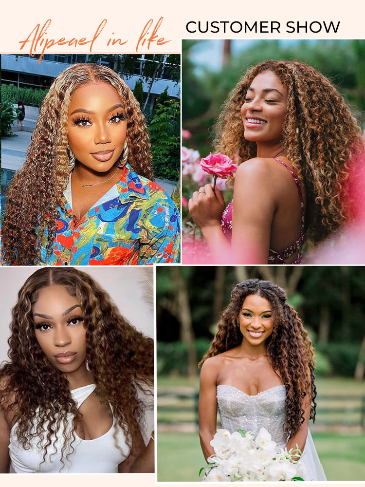 Highlight Human Hair Lace Front Wigs Deep Wave Ombre Lace Front Wigs - Image 8