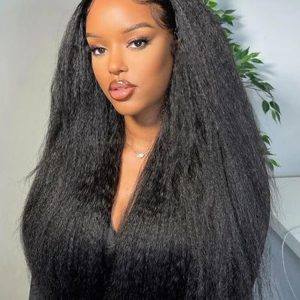 Handmade Kinky Straight Ready And Go Glueless 4*7 Human Hair Lace Wigs
