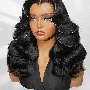 M Hairline Body Wave Layered Cut 6x8 Glueless Drawstring Lace Wig Ready To Wear