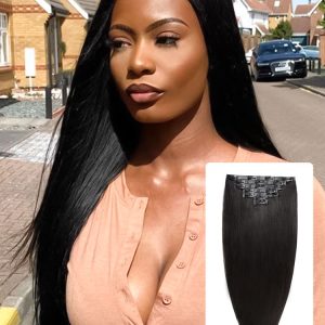 Alipearl Seamless Clip In Human Hair Extensions Natural Black Color Human Hair Pieces