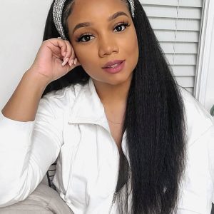 Headband Wig Kinky Straight Half Wig 180 Density
