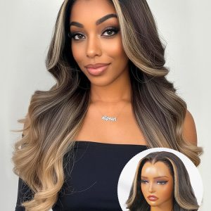 M Hairline Skunk Stripe 250 Density Body Wave 13×6 Lace Front Wig