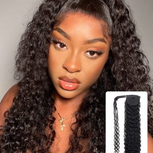 Alipearl Deep Wave Real Human Hair Ponytail With Magic Paste