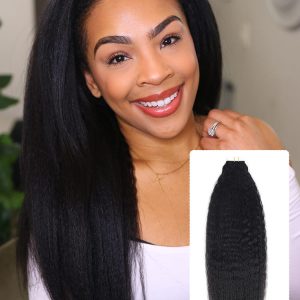 Yaki Straight Tape In Hair Extensions Kinky Straight Human Hair Extensions