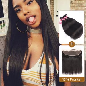 Alipearl Brazilian Straight Virgin Hair 3 pcs with 13x4 Lace Frontal