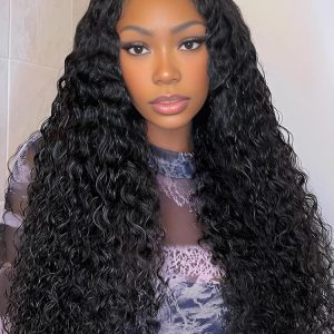 Deep Wave 6x6 Lace Closure Wig Pre plucked Natural Hairline with Bleached Knots