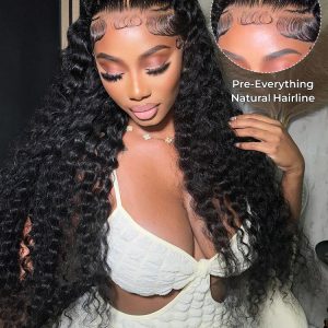 Halo Braid Glueless Deep Wave 13*6 Lace Front Wigs Pre-Cut With Natural Hairline