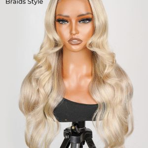 P18/613 Blonde Highlight Fishtail Braid Princess Haircut 13*4 Frontal Wig Glueless