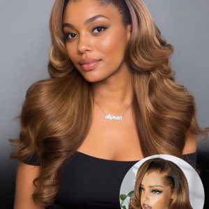 Ombre Brown Loose Body Wave 13x6 Transparent Lace Front Wig With Lagos Hairline