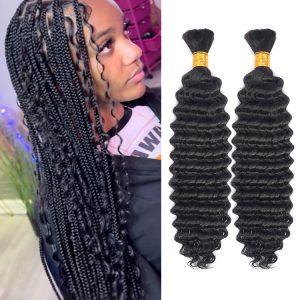 Deep Curly Human Hair Bulk For Braiding No Weft Two Bundles lots