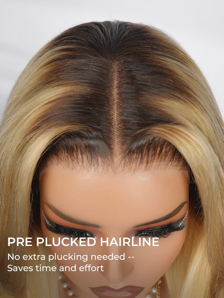 90's Flip Bob Blonde Ombre Body Wave Shoulder Length 5*7 Lace Front Wig - Image 3