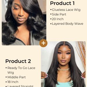 $299 for 2 Layered Wigs: 20'' Loose Body Wig and 18'' Straight