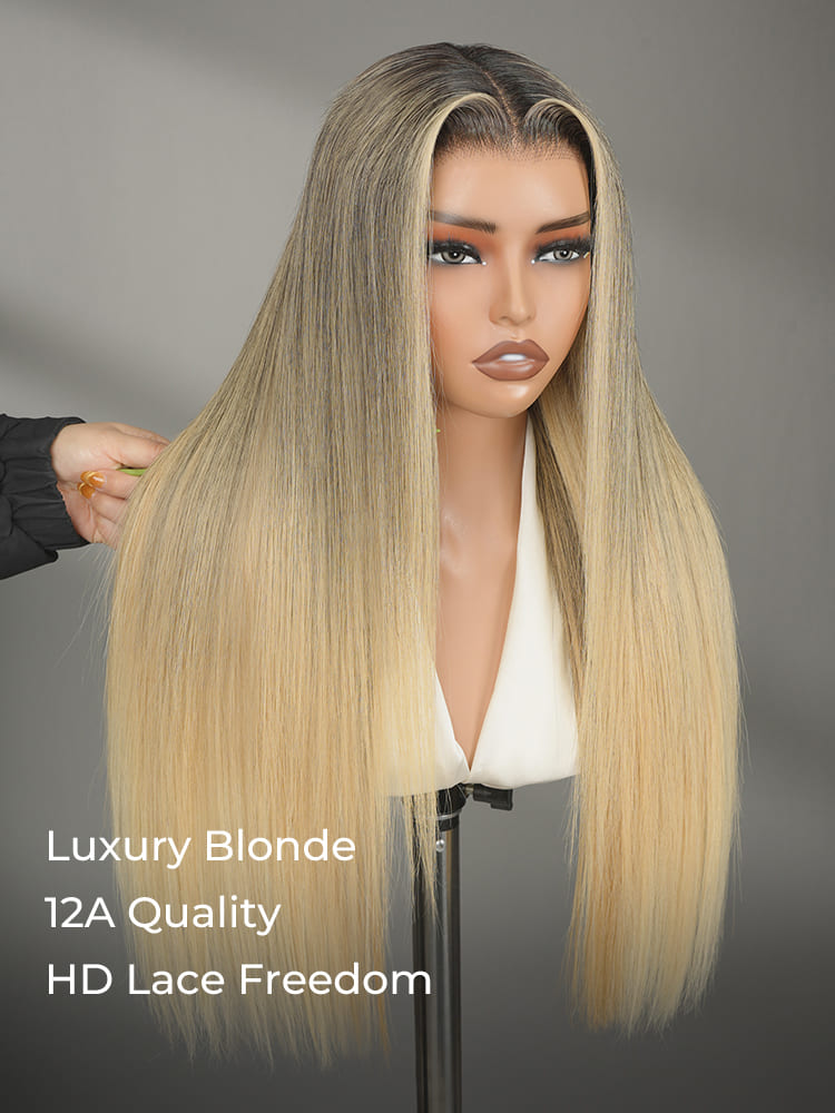 Raw Hair 12A Raw Hair Champagne Blonde Highlights HD Lace Wig Ready To Go - Image 2
