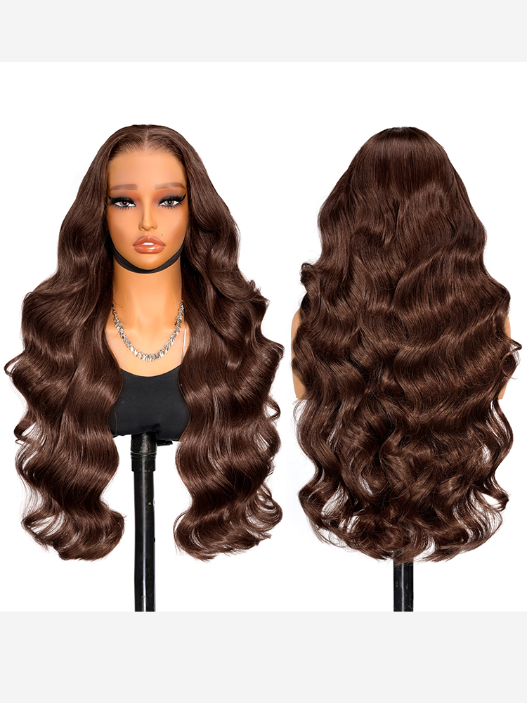 #4 Dark Brown Colored Human Hair Wigs Alipearl Skin Melt HD Lace Front Wigs - Image 3