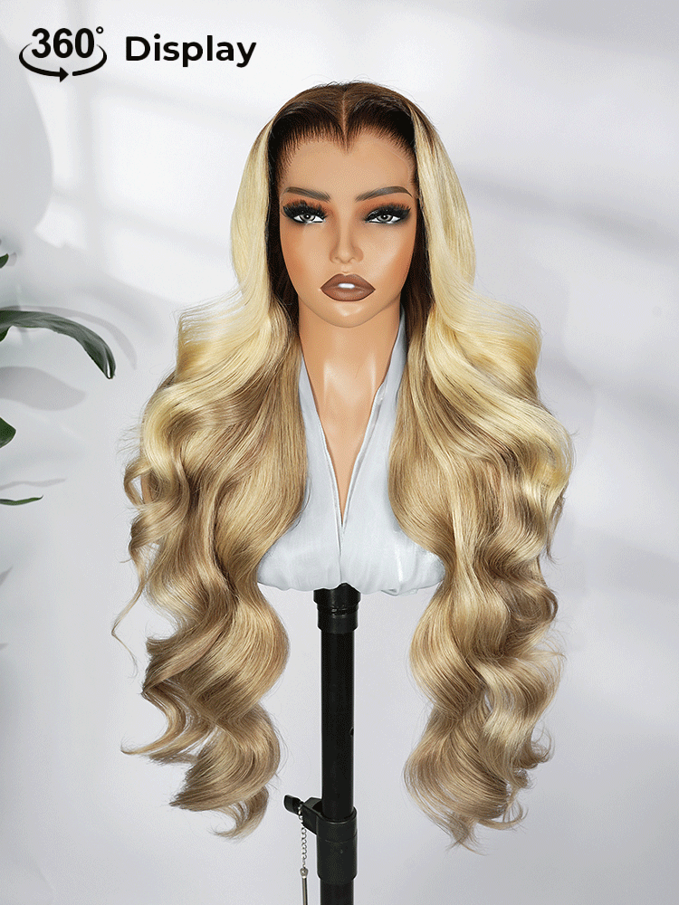 M Hairline Blonde Ombre Highlight Body Wave 13x6 Lace Front Wig - Image 2