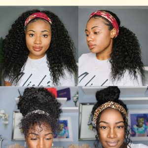 Curly Headband Wigs For Black Women Human Hair Wigs