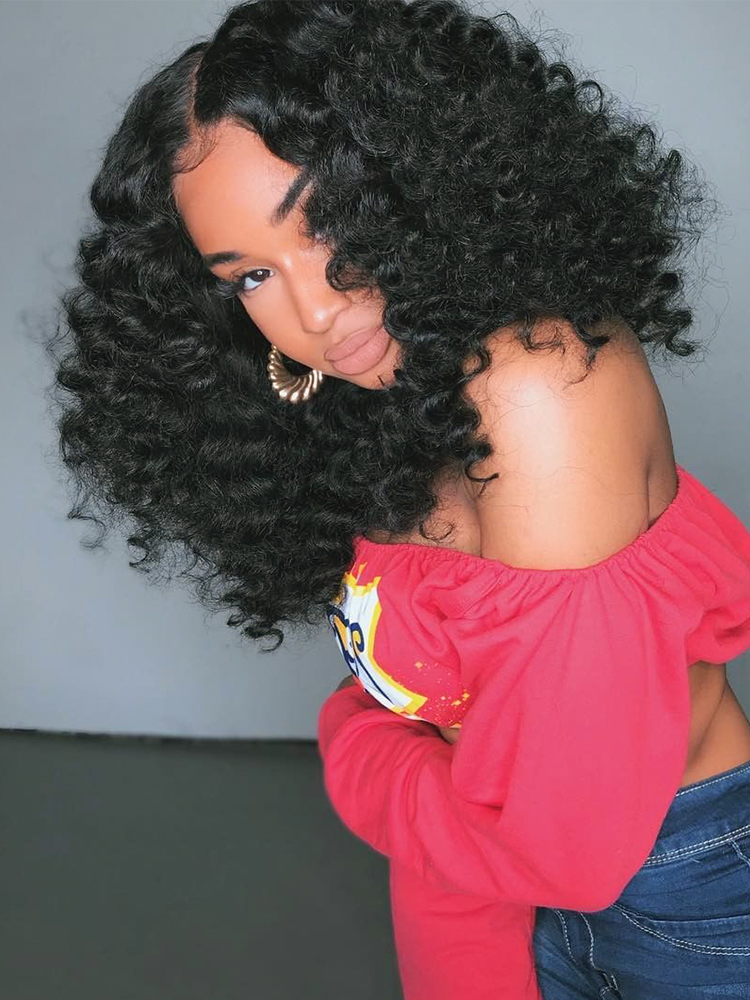 250% Density Super Bouncy Wand Curl Human Hair Wigs 18inches For Sale