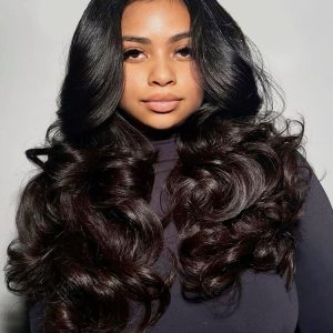 Layered Cut Voluminous Ocean Wave Curtain Bangs Wig 100% Glueless
