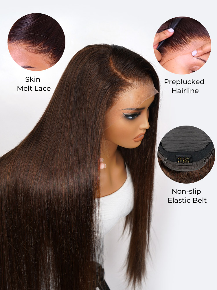 #4 Dark Brown Colored Human Hair Wigs Alipearl Skin Melt HD Lace Front Wigs - Image 6