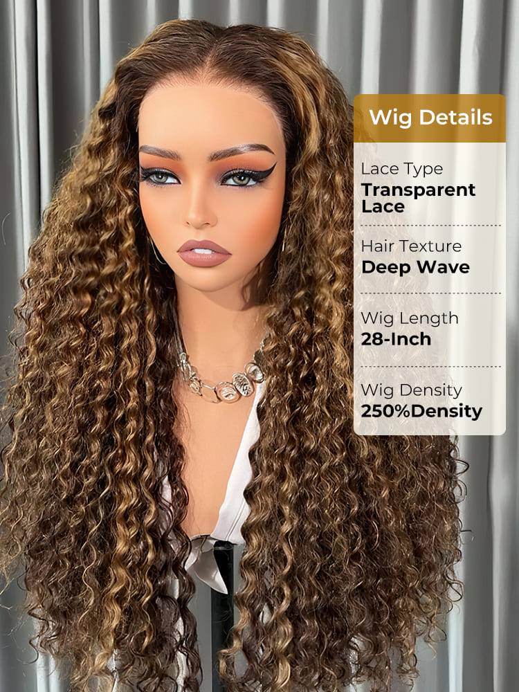 Highlight Human Hair Lace Front Wigs Deep Wave Ombre Lace Front Wigs - Image 5