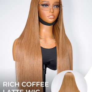 Coffee Latte Color M Hairline Silky Straight 13x6 Lace Frontal Wig