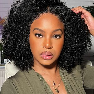 250 Density Tiktok Hot Selling Short Curly Lace Front Wig Ready To Go Glueless Human Hair