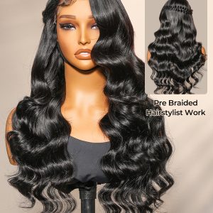 Pre Braided Side Part Body Wave 5*5 HD Lace Front Wig 250 Density