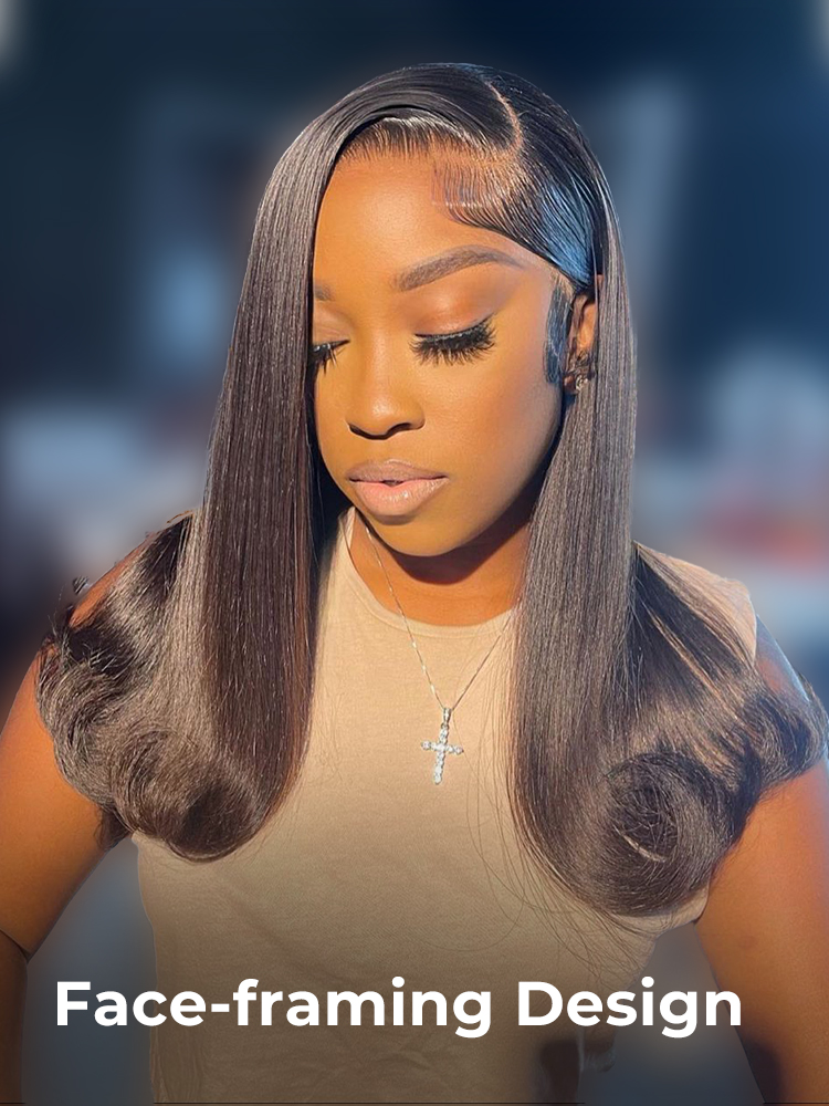 Side Part 90's Flipped Ends Bob Glueless 5x7 Lace Front Human Hair Wigs - Image 3