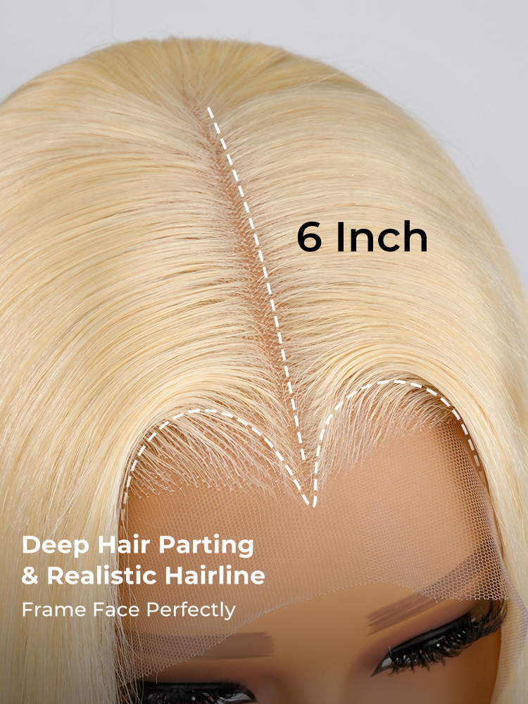 High-Gloss Blonde Straight M Hairline 6x8 Lace Front Wigs 250 Density - Image 7