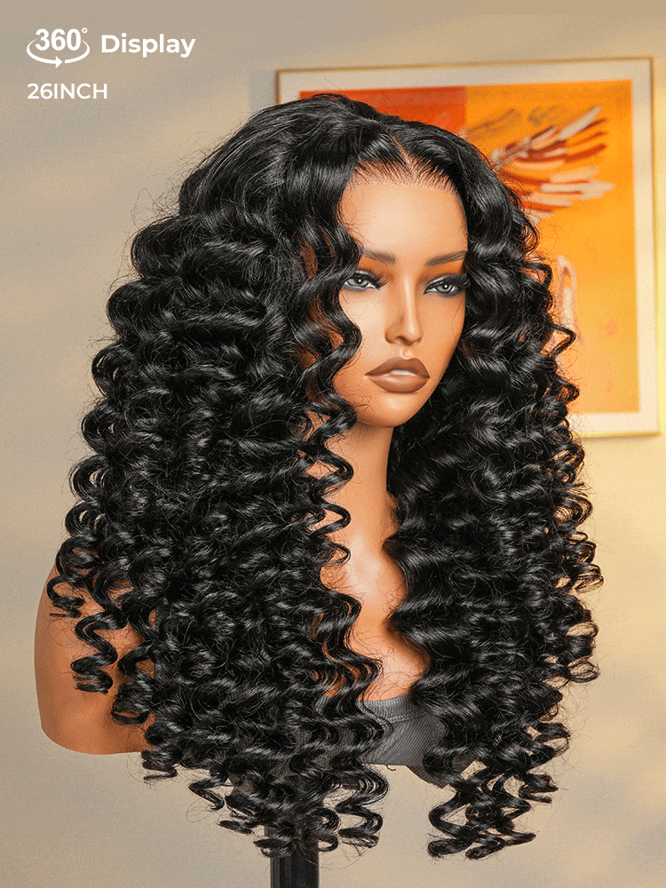250% Density Super Bouncy Wand Curl Human Hair Wigs 18inches For Sale - Image 2