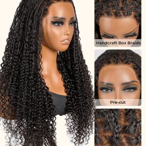 16 To 24 Inch Inches Human Hair Braided Full Lace Wigs Precut Lace