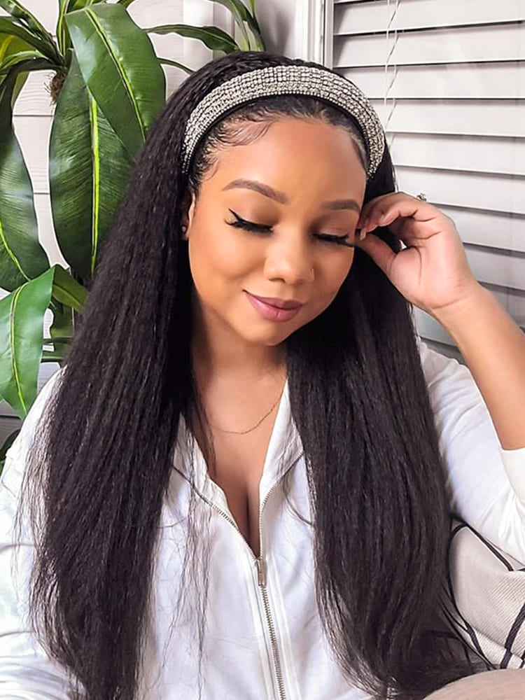 Headband Wig Kinky Straight Half Wig 180 Density - Image 2