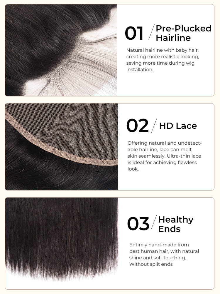 Alipearl Brazilian Straight Virgin Hair 3 pcs with 13x4 Lace Frontal - Image 2