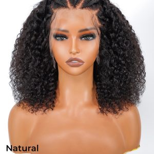 Braiding Human Hair 13×4 Lace Front Curly Bob Wigs Pre-Bleached With Full Density