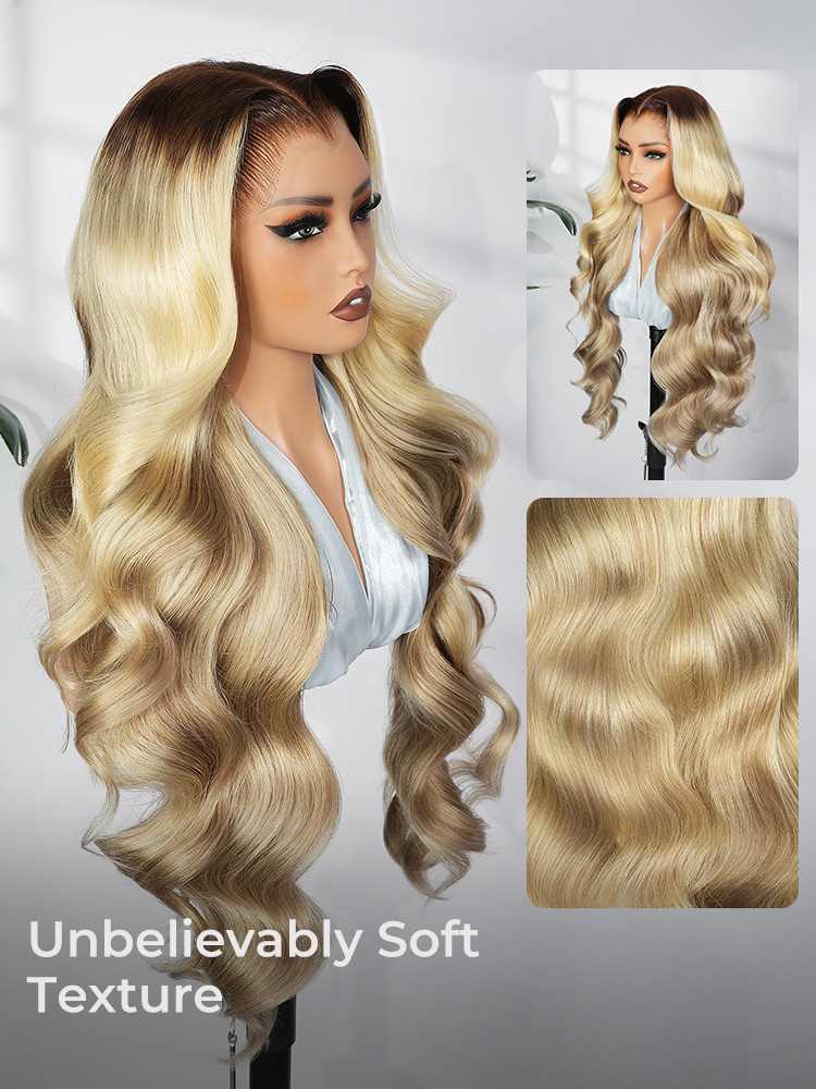 M Hairline Blonde Ombre Highlight Body Wave 13x6 Lace Front Wig - Image 4