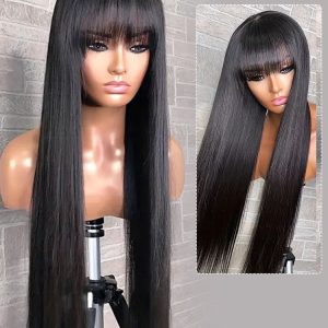 Human Hair Bangs Wigs Straight Hair 5x5 Lace Closure Wigs