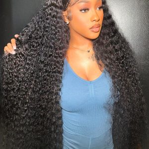 Long Curly Wave Wigs Pre Plucked Human Hair Lace Wigs 24-40 Inch