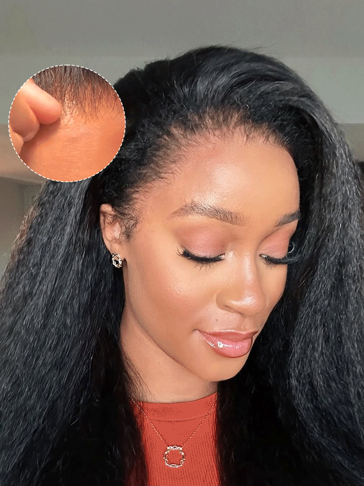 Yaki Straight 360 Glueless Lace Wig Ready To Go Natural Hairline - Image 5