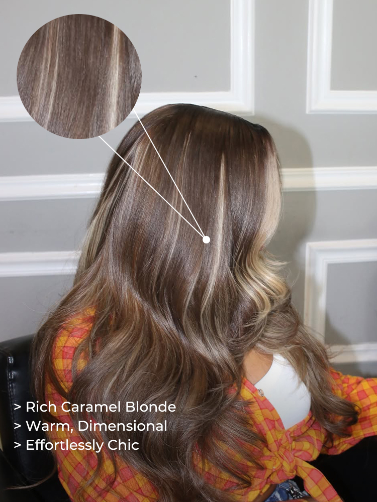 Caramel Blonde Highlights Loose Body 13x6 Lace Frontal Wig With Layers - Image 6