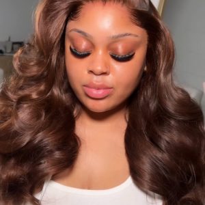 M Hairline Side Part #4 Dark Brown Body Wave Lace Front Wigs 250% Density