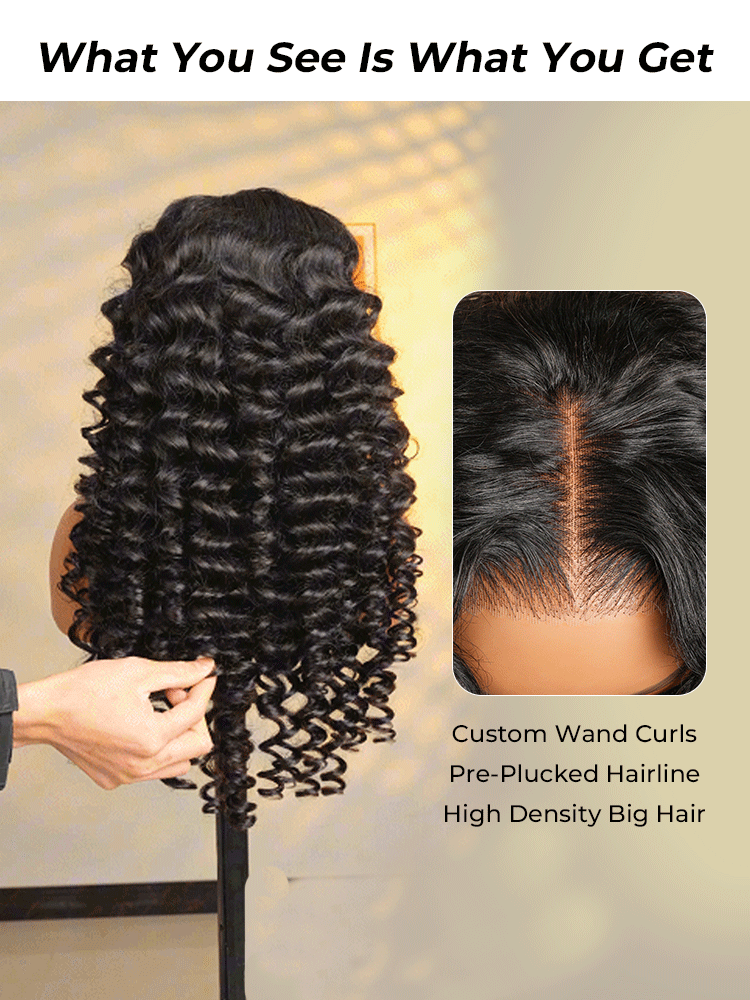 250% Density Super Bouncy Wand Curl Human Hair Wigs 18inches For Sale - Image 3
