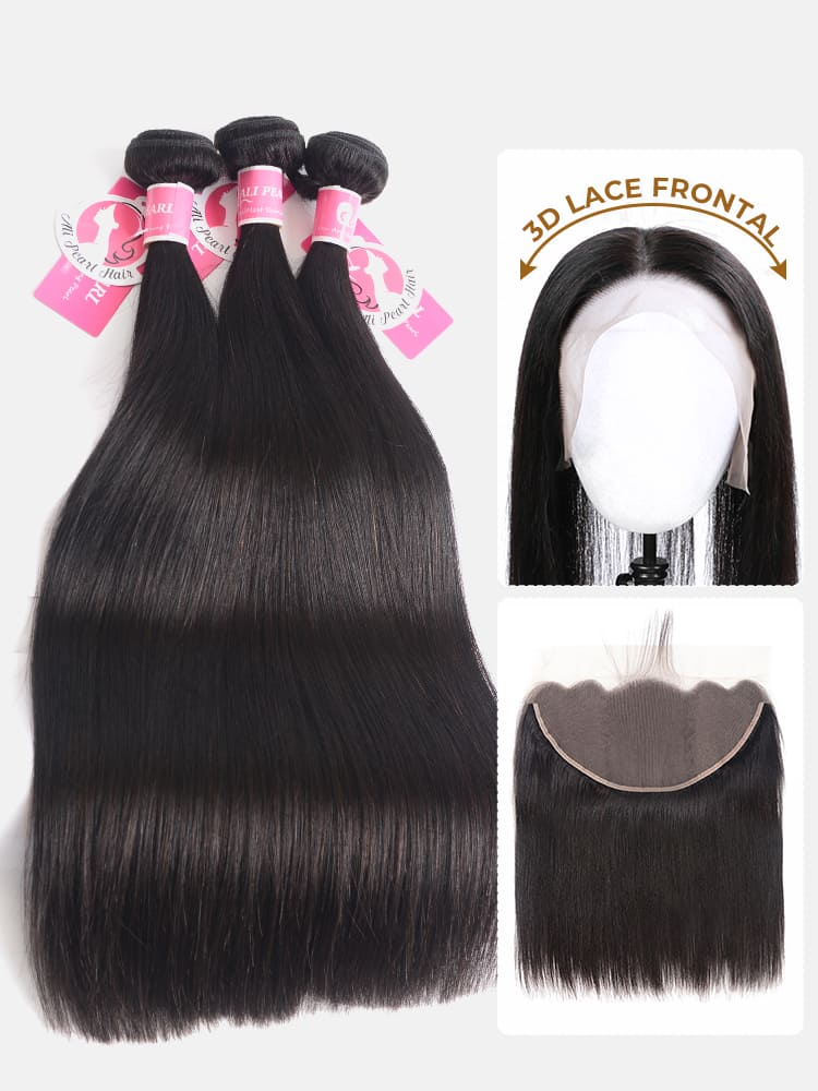 Alipearl Brazilian Straight Virgin Hair 3 pcs with 13x4 Lace Frontal - Image 9