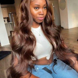 #4 Dark Brown Colored Human Hair Wigs Alipearl Skin Melt HD Lace Front Wigs
